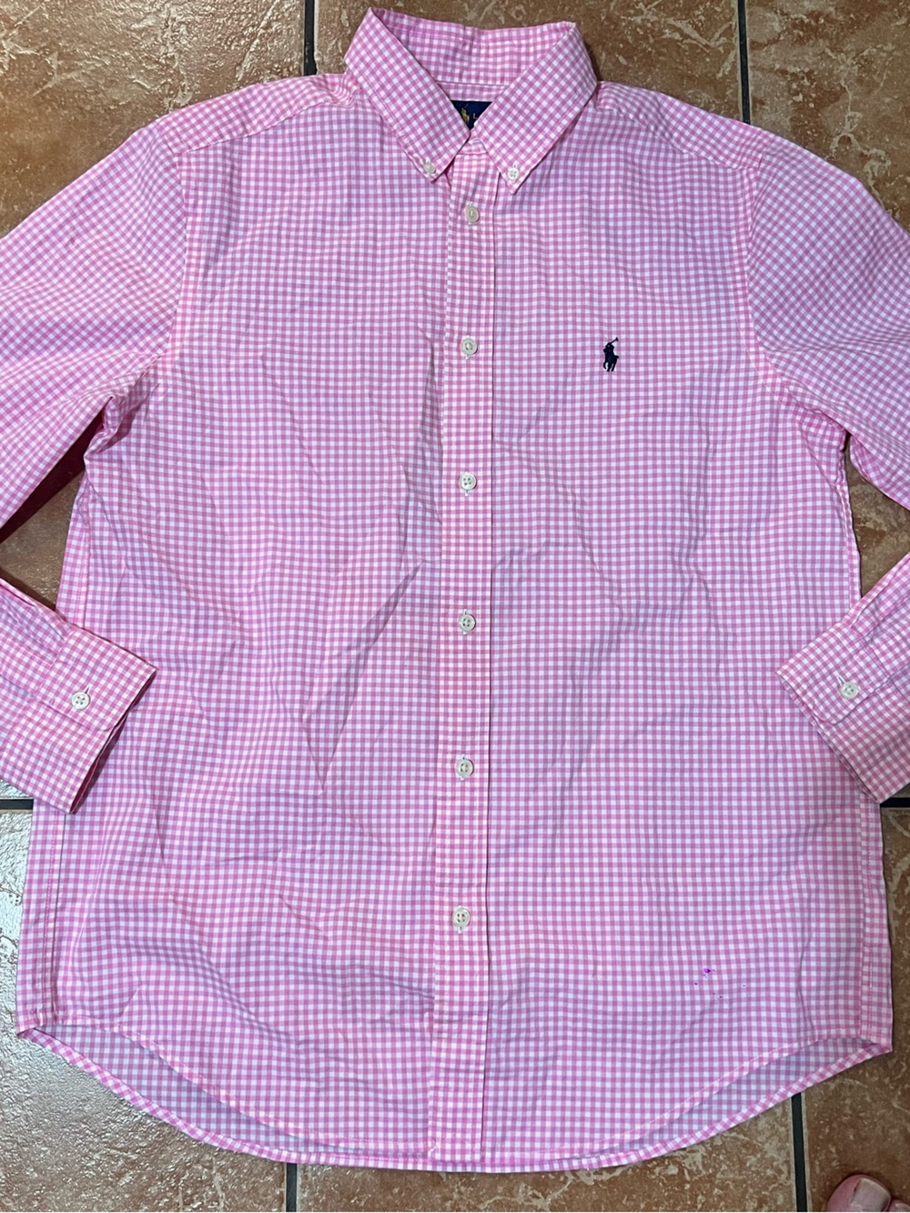Ralph Lauren Pink Gingham Button-Down Dress Shirt